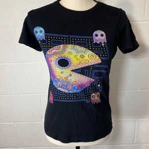 Tee Fury Pac Man Quilted Design Style Black T-shirt SMALL